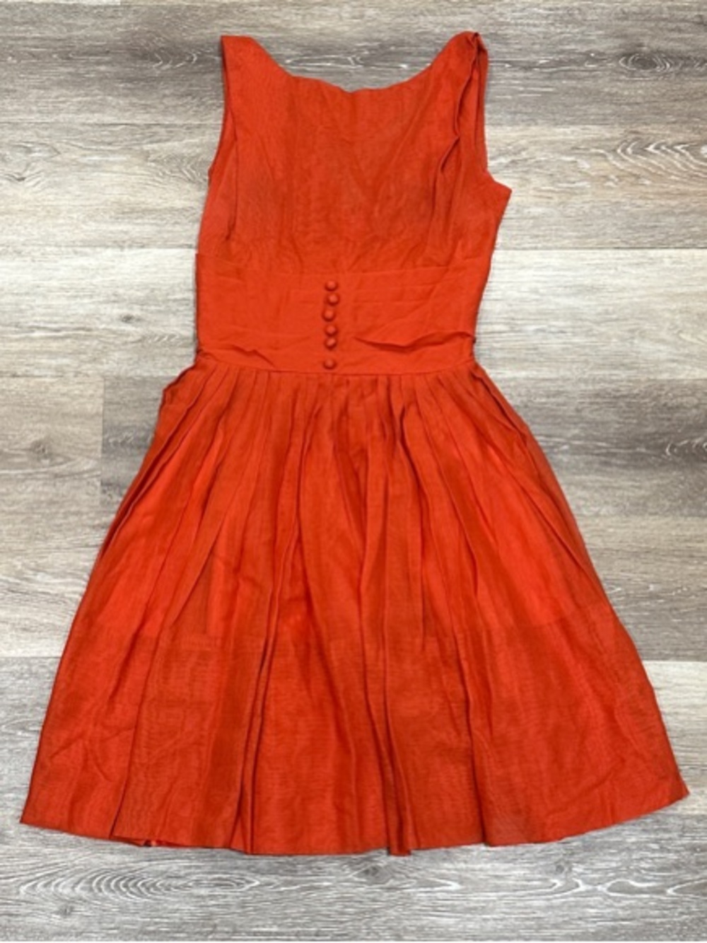 Miss Elliette Vibrant Orange Sleeveless Fit-and-Flare Dress